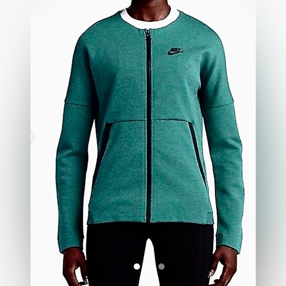 Nike Green and Black Zipper Front Sweatshirt with Pockets, size S.